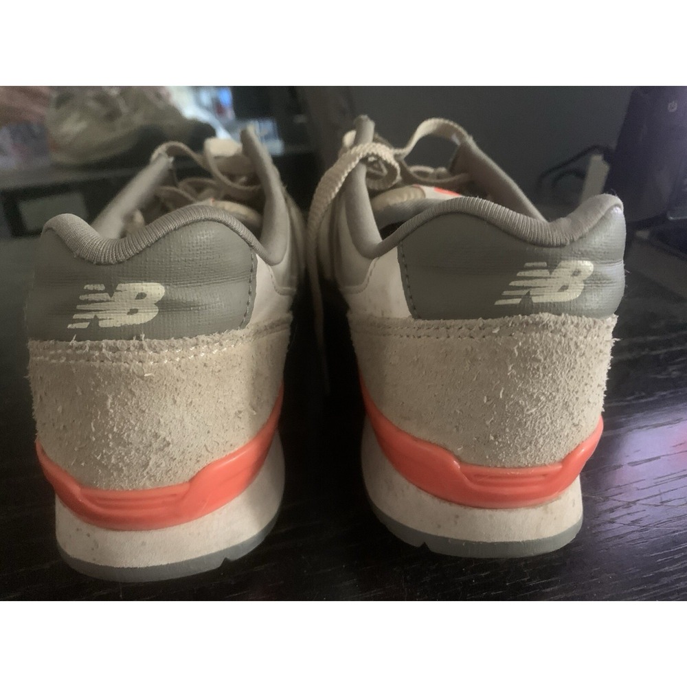 New Balance 696 Suede Mesh Running Sneakers Beige Coral Women Size 6